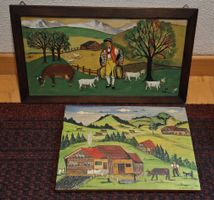 2 x Gemälde Schweizer Appenzell Bauernmalerei