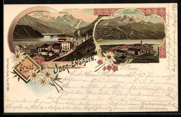 Cartoline postali: Litho Silvaplana, Panoramaansicht, Blick – Usato da Berlin venduto da bartko-reher