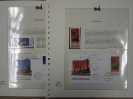 19 Briefmarken Vordruck-Albenblätter mit Motiv Eisenbahn