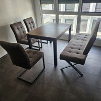 Tisch + Bank + 3 Stühle