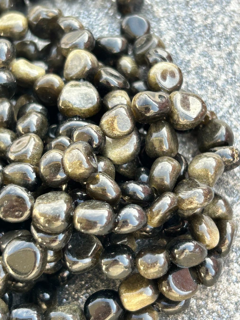 Pietre preziose: Strang echte golden obsidian 6-8 mm – Nuovo e nell'imballaggio originale da Niederrohrdorf venduto da Ytobi 1