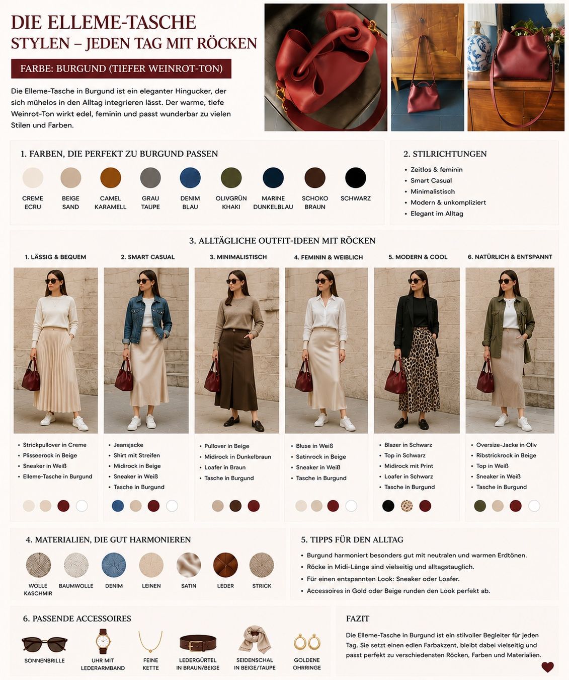 Taschen für Damen: ELLEME HANDTASCHE BORDEAUX – Neu (gemäss Beschreibung) aus Zürich von STYLEHAUS 1