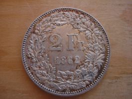 (C1) 2 Franken 1862 VZ-UNZ