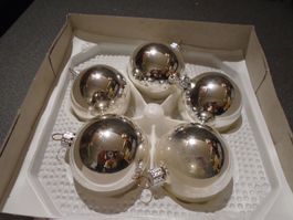 Weihnachtskugel 5 Stück, silberfarbig