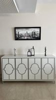 White Sideboard with Silver Trim