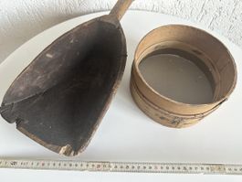 Antikes Holzschaufel und Sieb Set guter Zustand