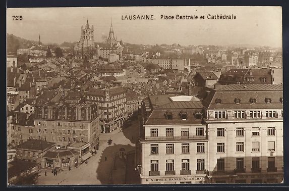 Cartoline postali: Lausanne, Place Centrale et Cathedrale – Usato da Berlin venduto da bartko-reher