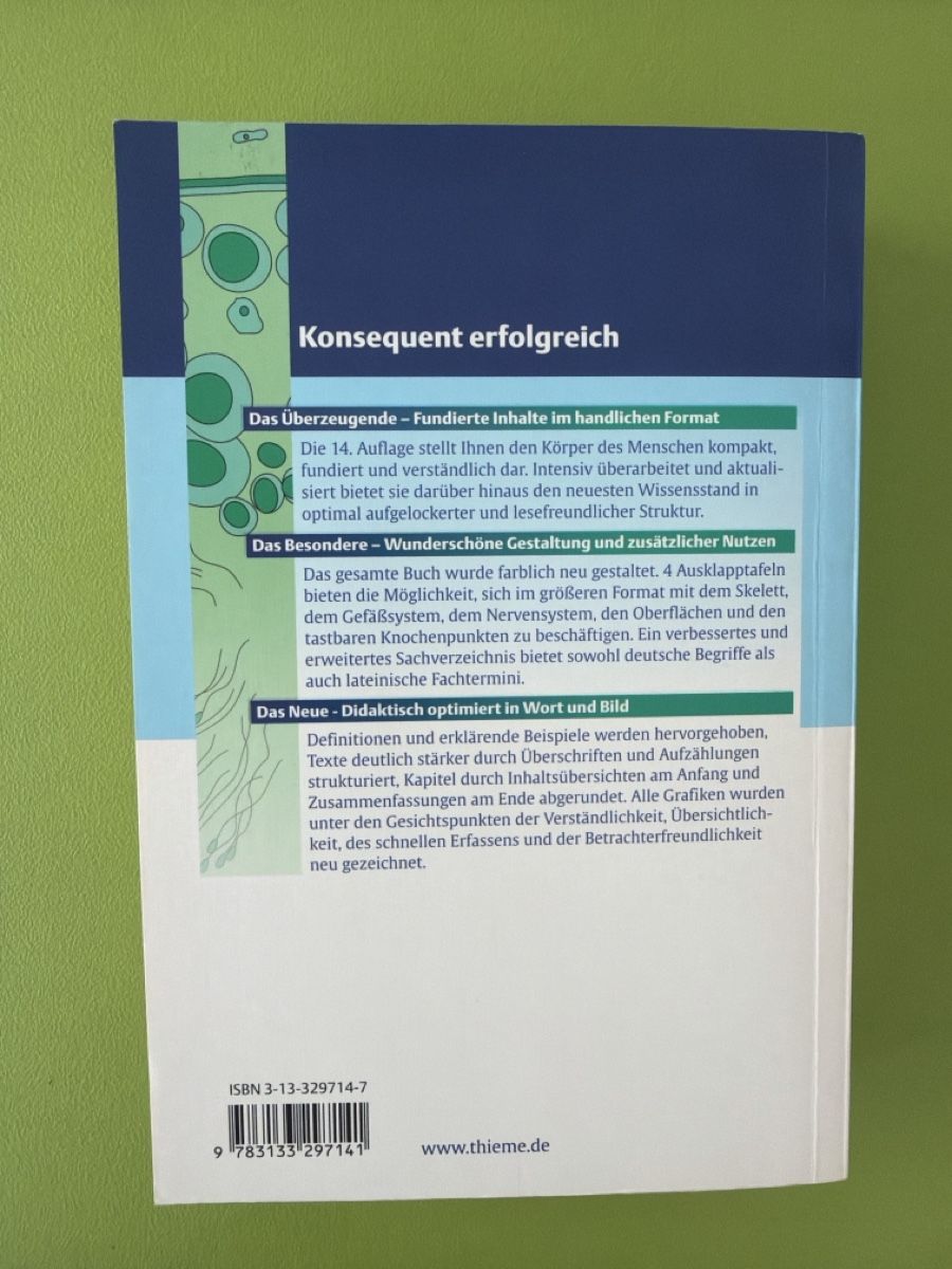 Libri: Der Körper des Menschen, Faller, 14. Auflage, 2004 – Usato da Cham venduto da fra_5gmt 1