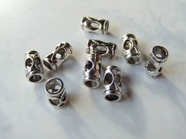 3 Metallperlen Röhren Tibet silber 14mm