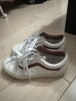 Vans Old Skool Leder weiss/rot Gr. 38 Top Zustand