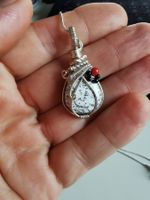 Silberdrahtgewickelter Dendritopal Anhänger mit Silber Kette