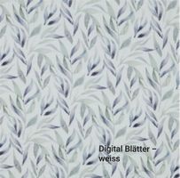 Musselin Digital Blätter - weiss