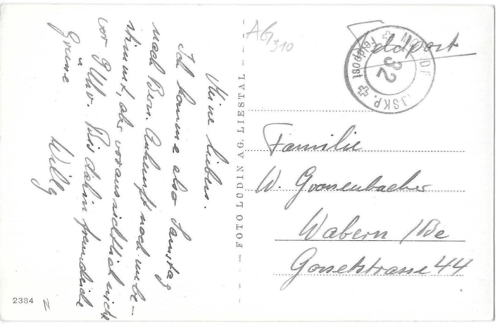 Cartoline postali: Wil bei Etzgen Dorfansicht Feldpoststempel – Usato da Olten venduto da clotaldi 1