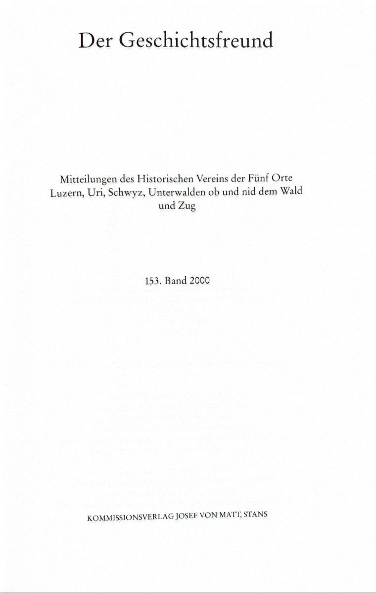 Libri: Der Geschichtsfreund 153. Band – Usato da Sarnen venduto da Livres 1
