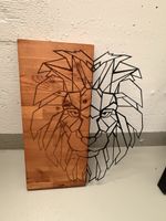 Holzbild geometrischer Löwe Schwarz neuwertig