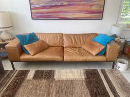 Cognac-Ledersofa, 3-Sitzer, 240x100x64cm
