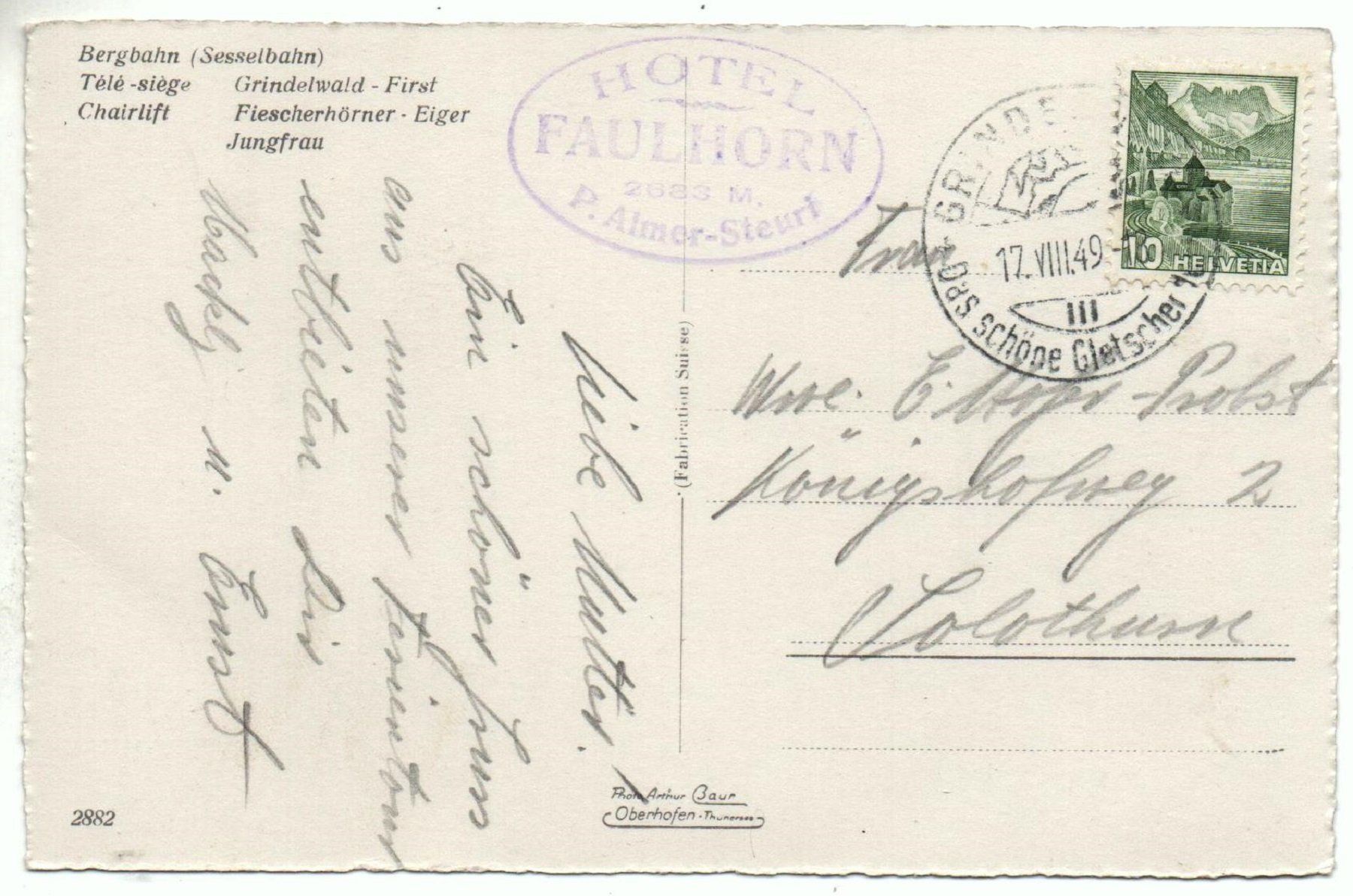 Cartes postales: GRINDELWALD Sesselbahn First – D'occasion à Jona par philajona 1