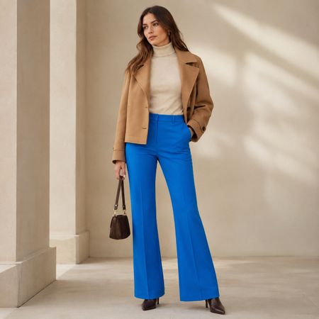 MANGO trendige, blaue Flare Hose Anzughose Gr.40 NEU