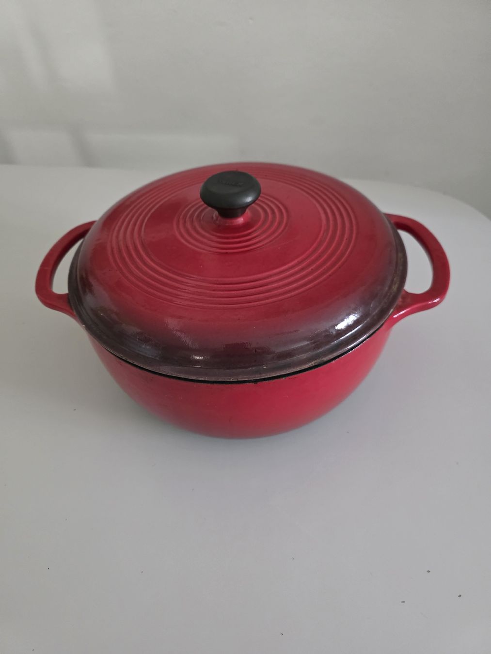 Pyrex Pentole: Roter grosser Pyrex Topf mit Deckel gebraucht – Difettoso da Wigoltingen venduto da Zuckerfee84