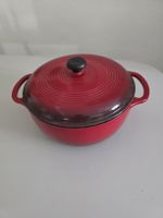 Roter grosser Pyrex Topf mit Deckel gebraucht