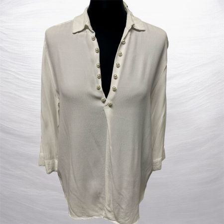 Bershka Bluse mit Perlen reine Viskose