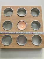 Designer Kerzenhalter Holz 9 Kerzen Teelichter Rechaudkerzen