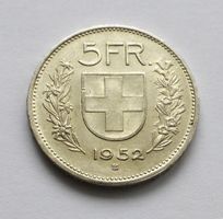 5 Franken 1952 - seltener Jahrgang, superbe- Erhaltung !