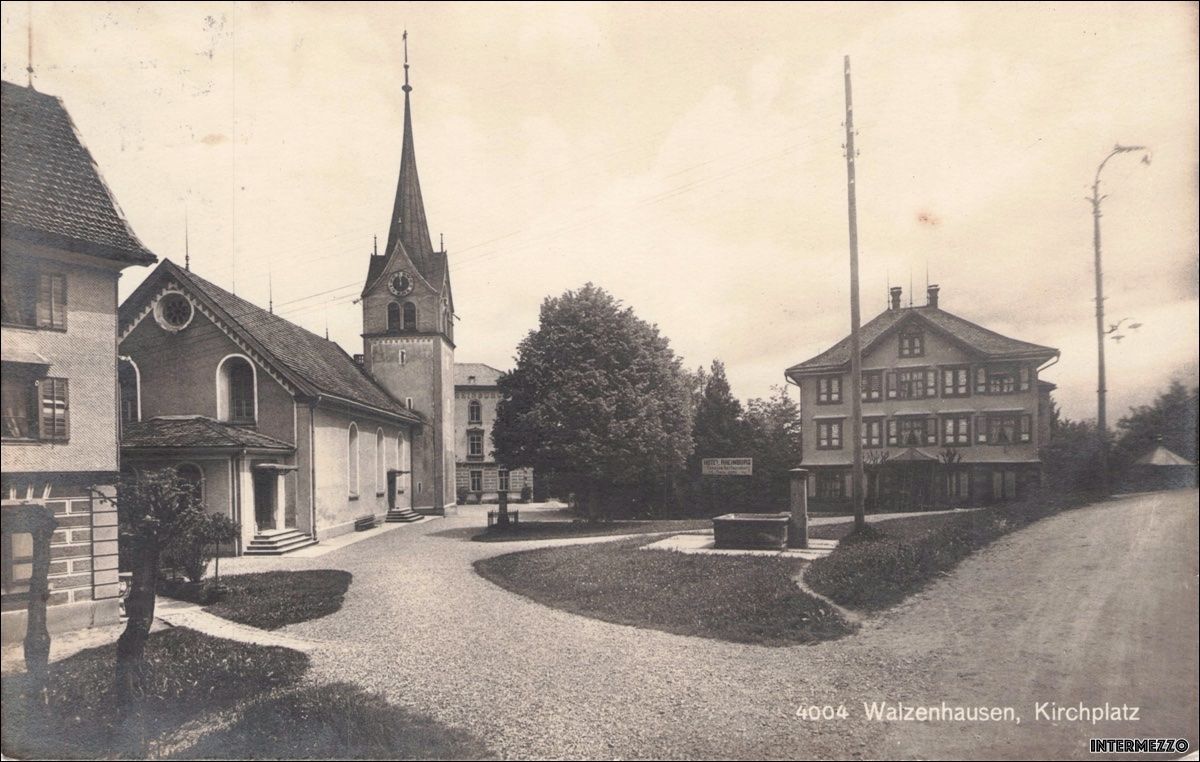 Ansichtskarten: Walzenhausen // Kirchplatz 1922 – Gebraucht aus Basel von intermezzo12