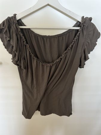 Elegantes Carmen-Shirt, Gr. M/L braun, tolle Passform