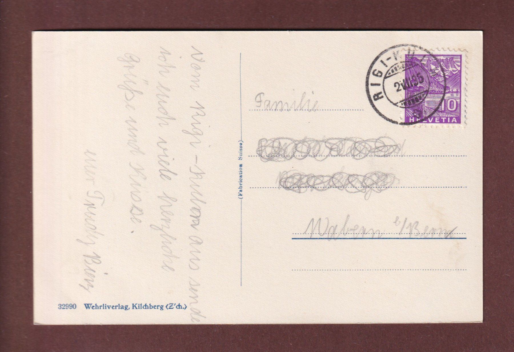 Cartes postales: RIGI-KULM - Berner Alpen - 1935 – D'occasion à Pully par nicecards-shop 1