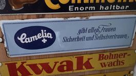 Camelia Emailschild 60 er Jahre 