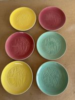 6 Fondueteller Keramik NYON Vintage Mid-Century 