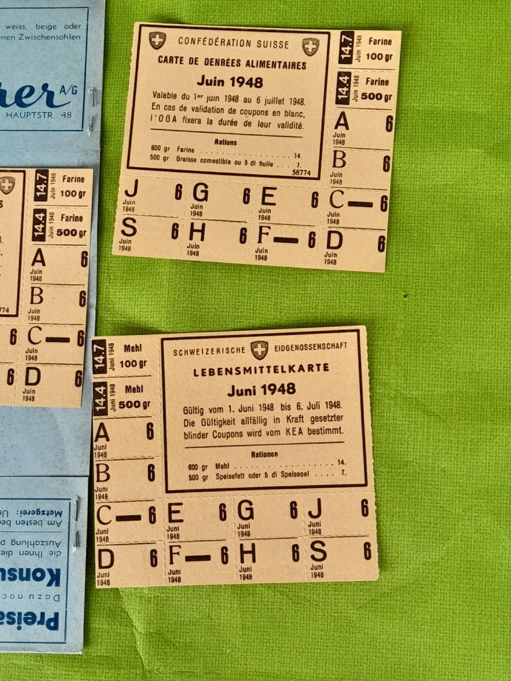 Altre raccolte & rarità: 6 x Lebensmittelkarten 1948 – Usato da Aeschi b.Spiez venduto da 52_wochen 4