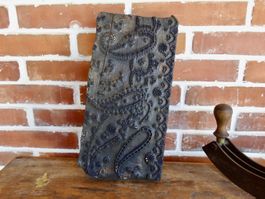 Druckplatte f.Stoffe Stoffdruck Druckmodel Holzstempel antik