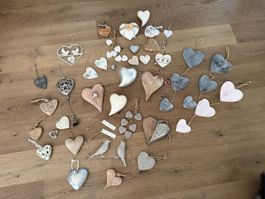 Grosses Deko Herzen Set diverse Materialien Top Zustand