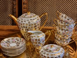 Antikes MZ Czechoslovakia Kaffeeservice 17-tlg. Golddekor