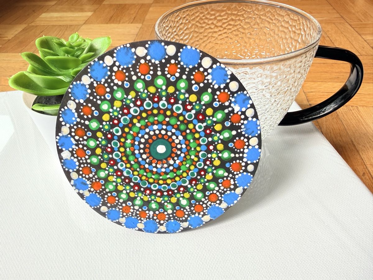 Sottobicchieri: Hand Painted Dot Mandala Coaster - Unique Gift Idea! (2pcs) – Nuovo e nell'imballaggio originale da Opfikon venduto da aka_xl7l 2