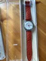 Swatch Automatic unisexe vintage, bracelet cuir rouge!