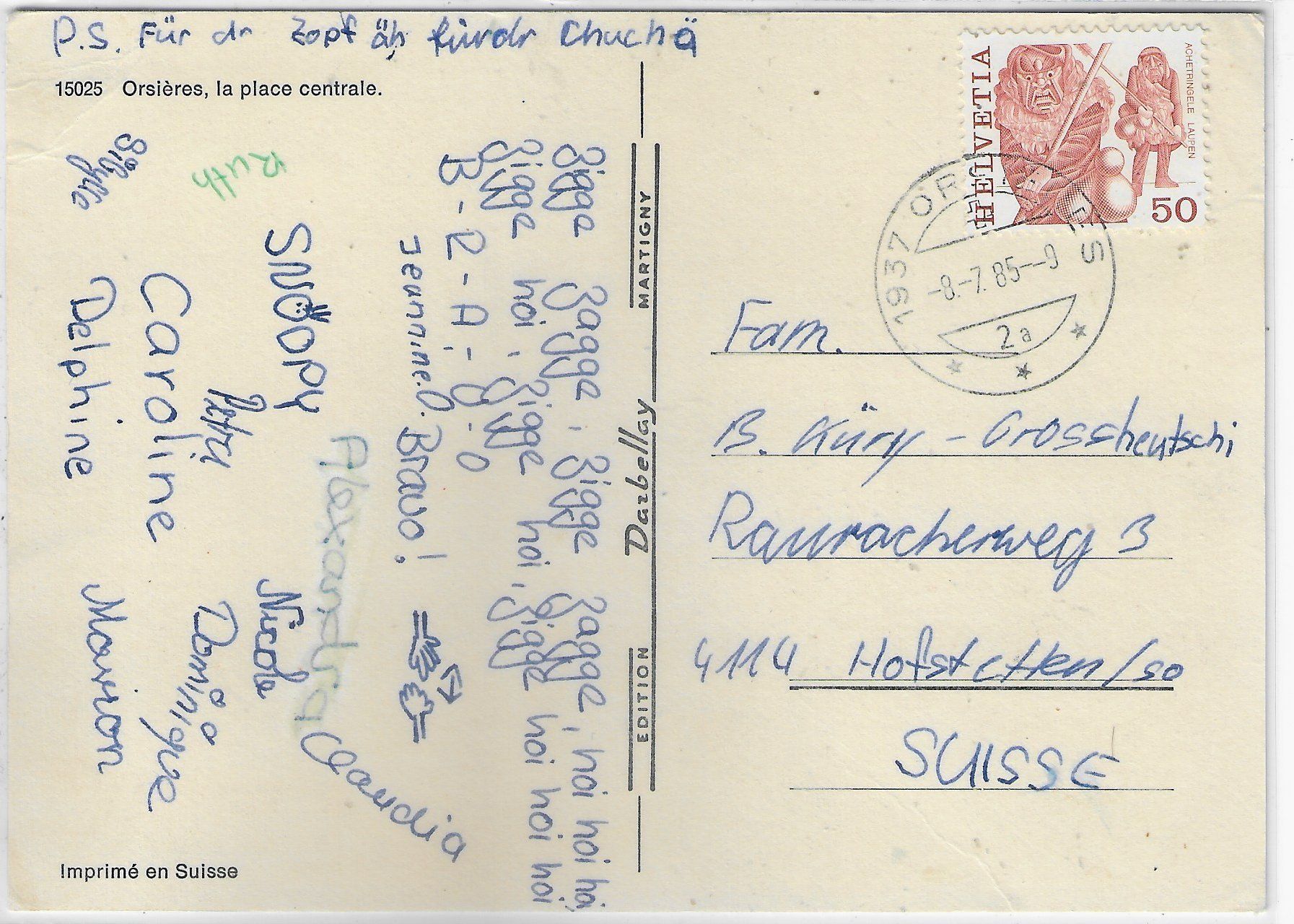 Cartoline postali: Orsieres VS - la place centrale – Usato da Ettingen venduto da Kartenplanet 1