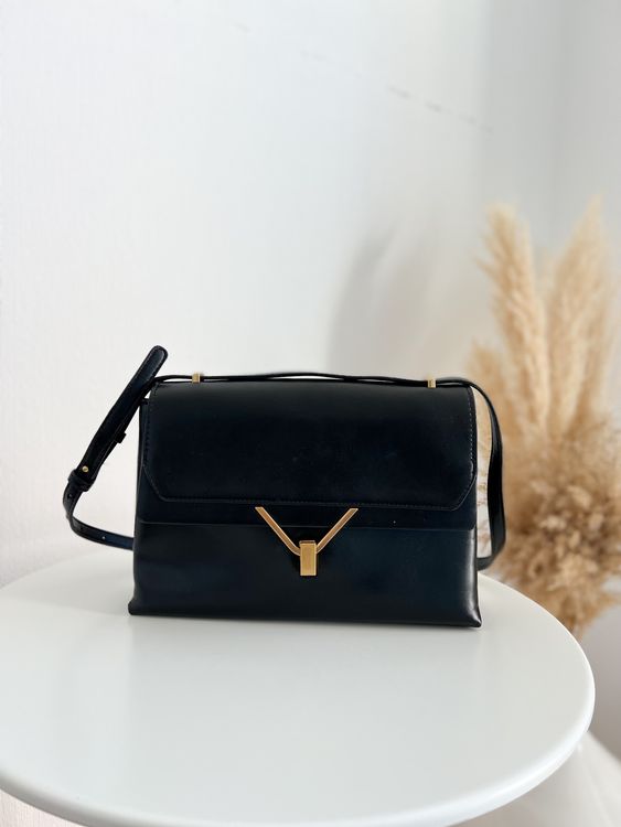 Sac Pochette Noir Moyen En Simili Cuir - Style Clutch - Pour Femme - Neuf Avec Petits Défauts