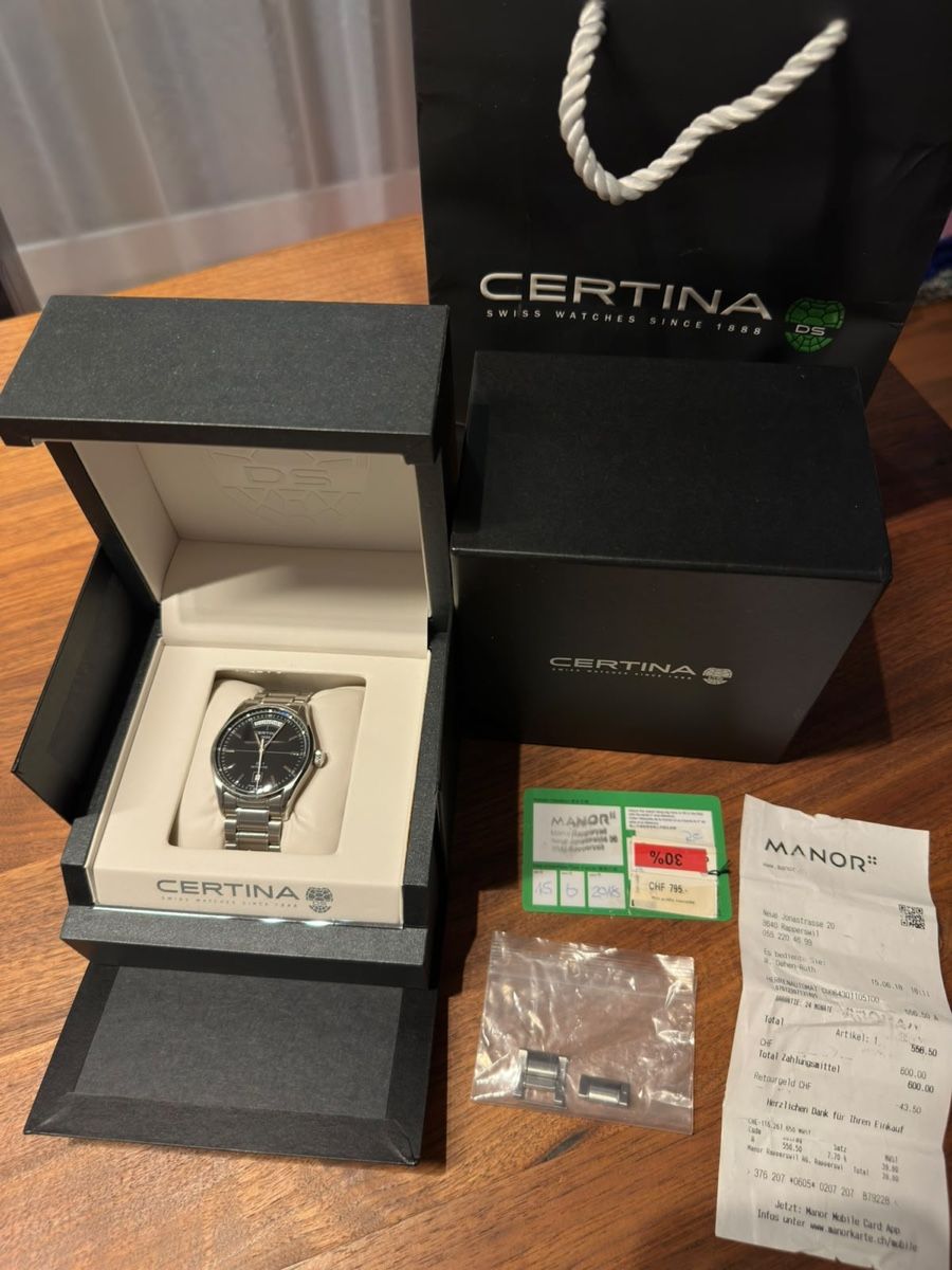 Certina Orologi: Certina DS-1 Automatic Day-Date - Full Set Original Quittung – Usato da Wetzikon ZH venduto da co_26zh