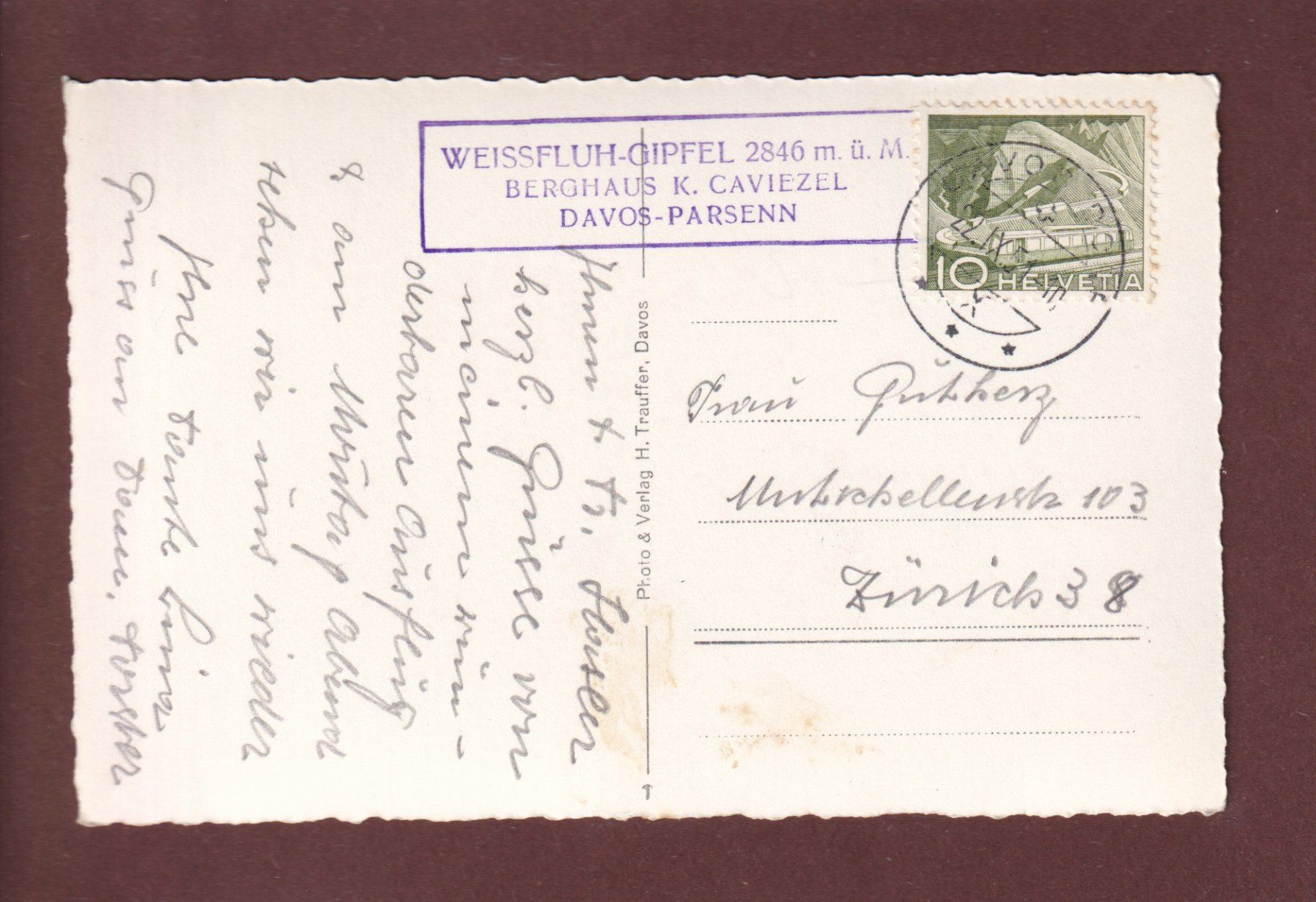 Cartoline postali: DAVOS - Weissfluh - Restaurant - 1951 – Usato da Pully venduto da nicecards 1