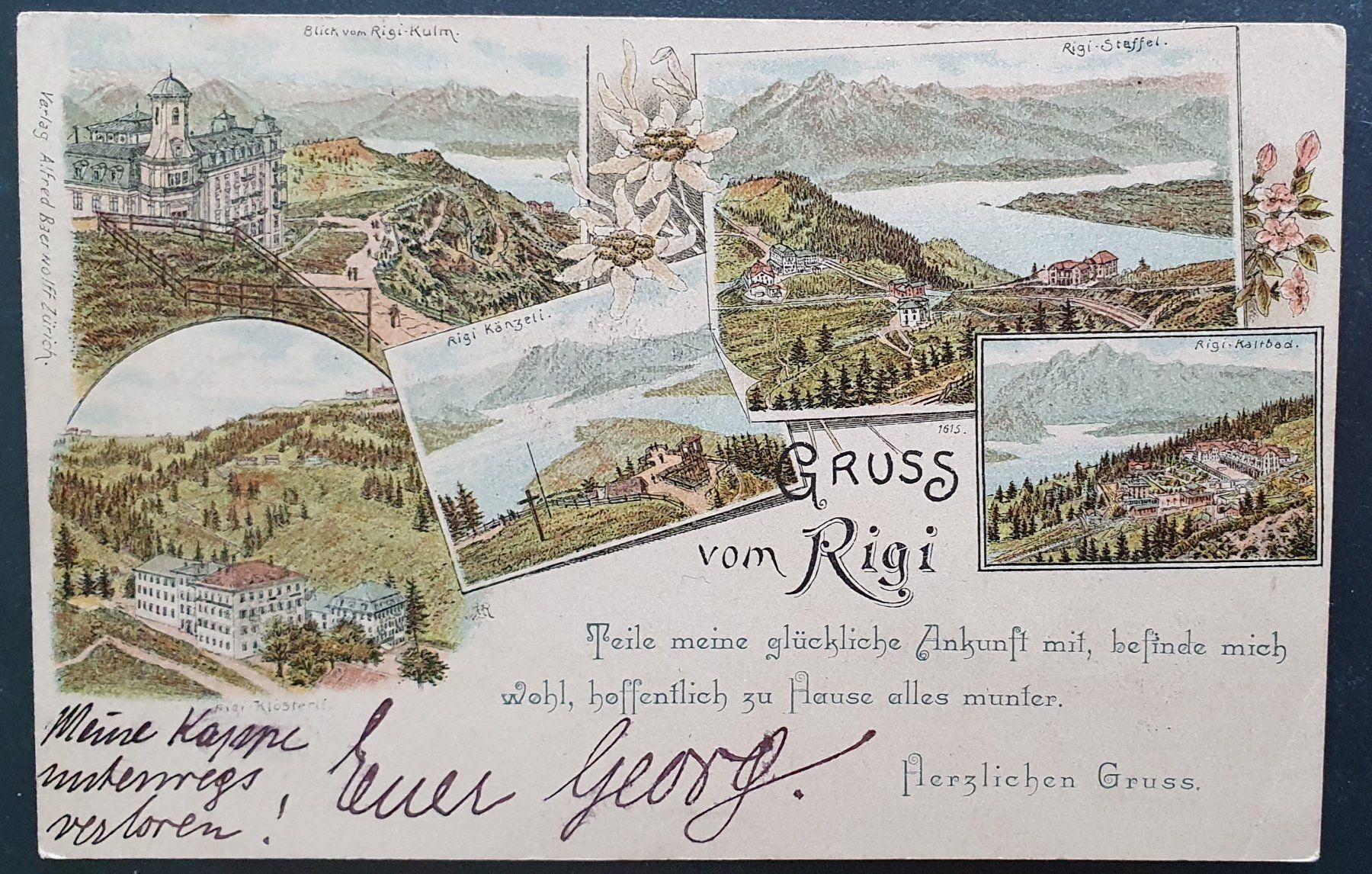 Cartoline postali: Gruss vom Rigi 1895 – Usato da Kreuzlingen venduto da Rschweiz1
