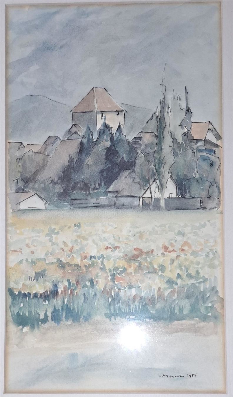 Dipinti: Halten  Litho Aquarell von J. Mercier – Usato da Solothurn venduto da Bepposol 1
