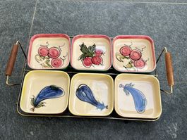 Keramik Apéro Schalen 50er Jahre Mid Century Suisse Messing