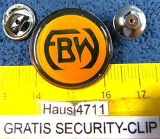 FBW AUTO LKW TRUCK LOGO PIN GLASIERT MIT SECURITY-CLIP