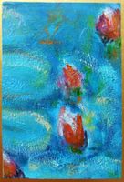 Ölgemälde Seerosen, auf Karton 11.5x17.2 cm