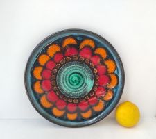 grosser BURKART Kunst-Keramik Teller - Handarbeit