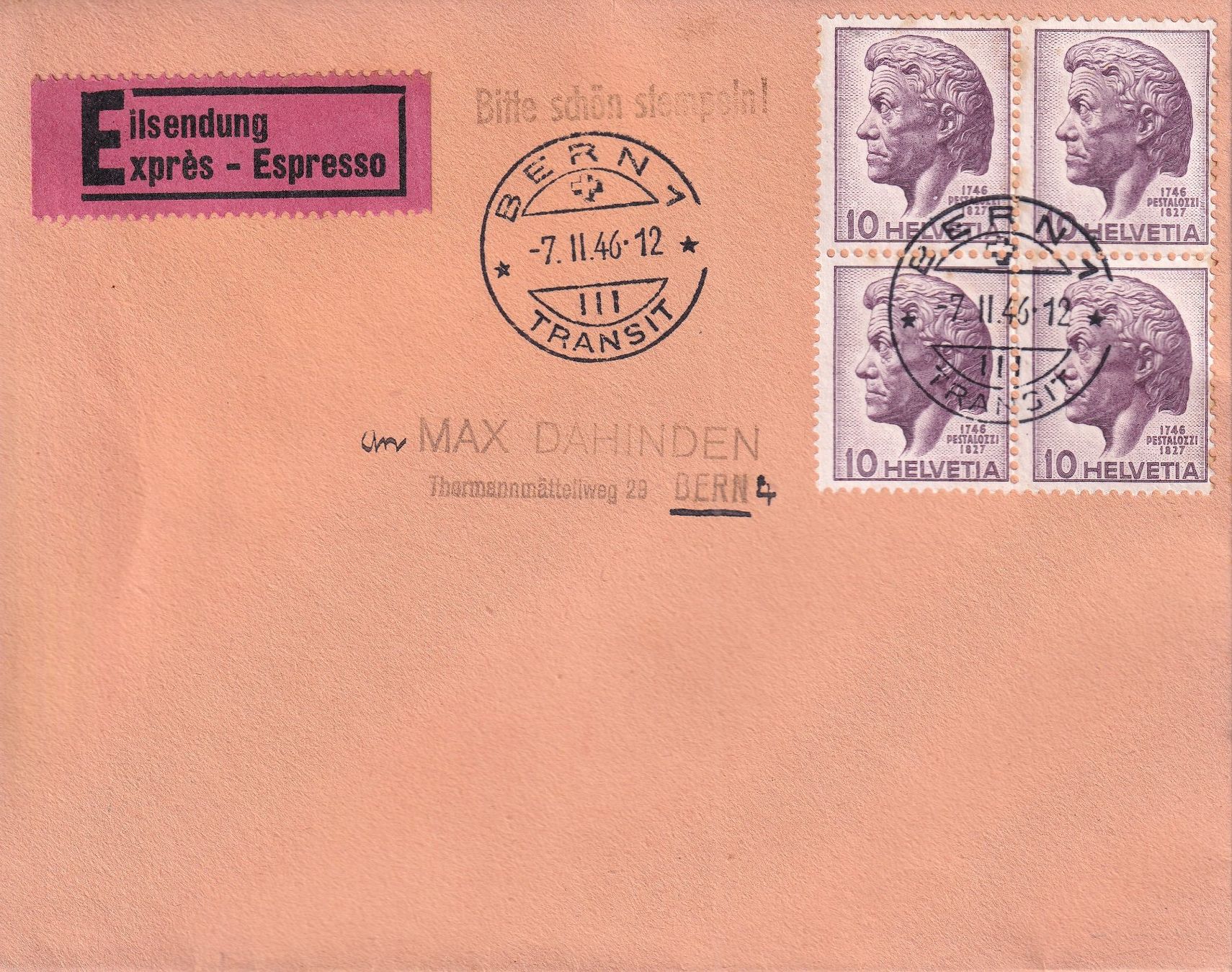 Alle Briefmarken: Schöner "EXPRESS" von 7.11.1946! – Gebraucht aus Samnaun-Compatsch von Muckimu