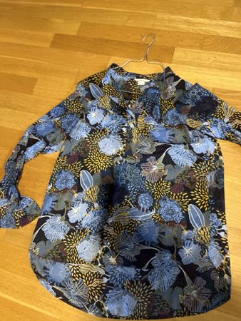 Tunika Bluse blau beige 36